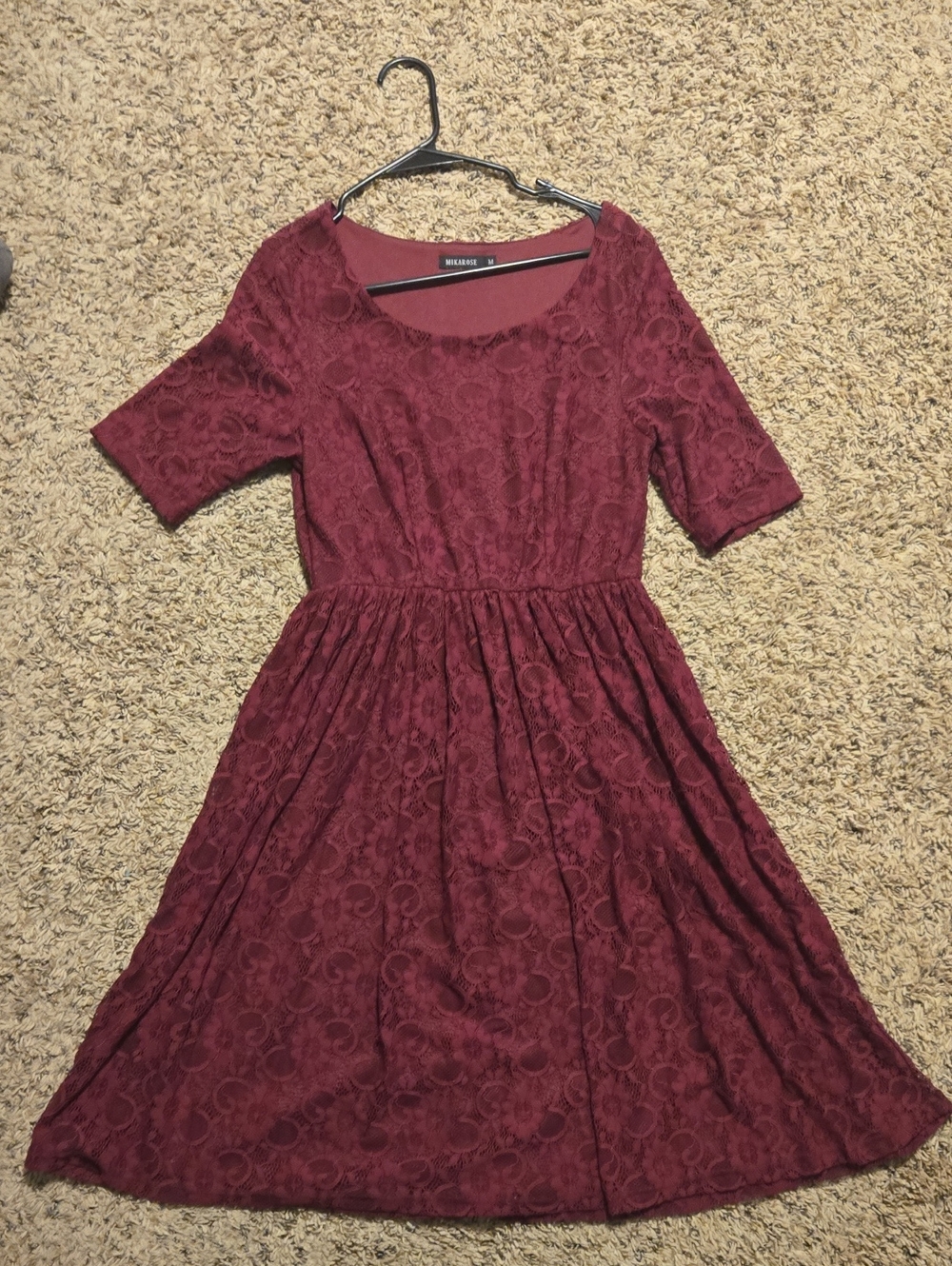Mikarose Burgundy Lace Midi Dress